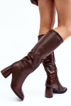 Жіночі чоботи зі змійковим малюнком Ceriona коричневого кольору
