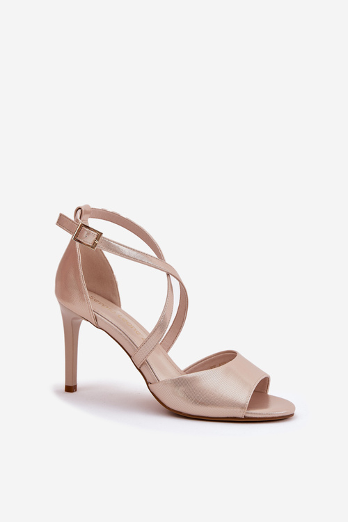 Сандалі З Переплетеними Ремінцями На Каблуку Sergio Leone SK432 Золоті Сатинові