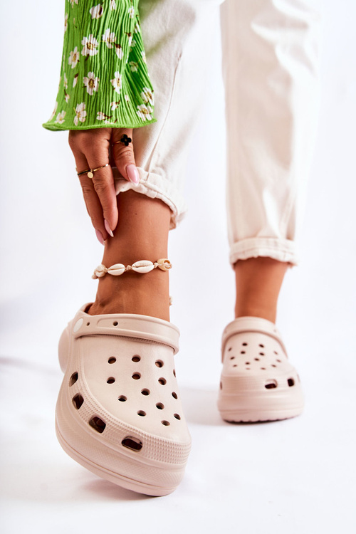 Жіночі поролонові тапочки Crocs Beige Coline