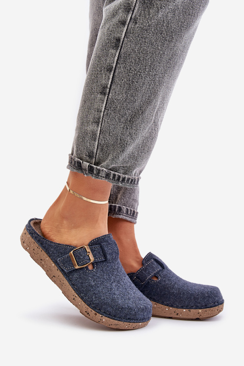 Зручні жіночі тапочки з пряжкою Inblu ED000019 Темно-синій