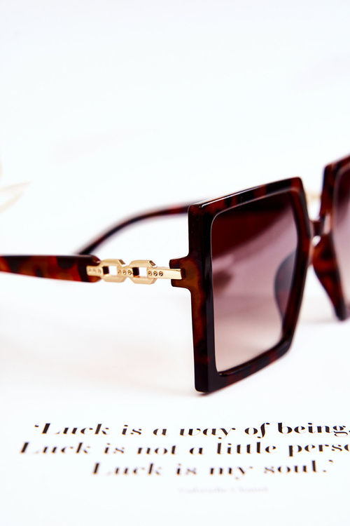 Великі мармурові квадратні сонцезахисні окуляри V130043 Коричневі