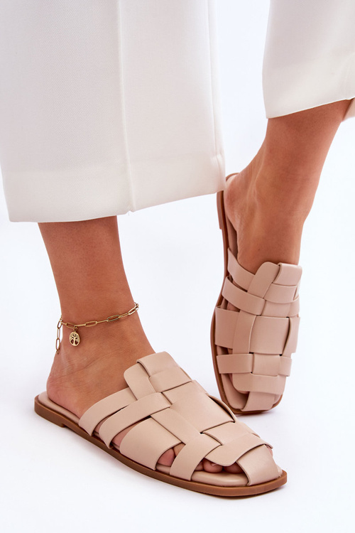 Жіночі смугасті тапочки світло-бежеві Reyna