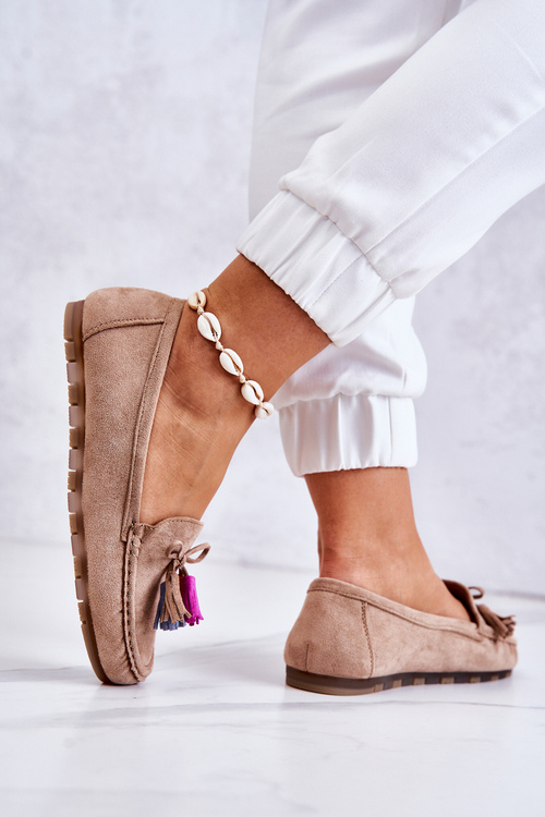 Жіночі замшеві лофери темно-бежеві Wilessa