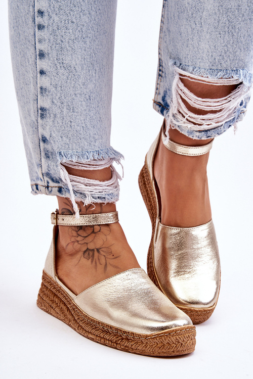 Жіночі шкіряні босоніжки еспадрільї Golden Moise
