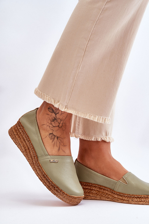 Жіночі шкіряні еспадрільї на танкетці Green Hadlee