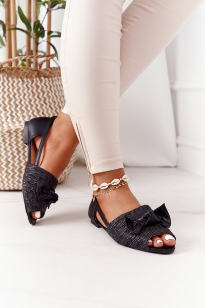 Плоскі плетені сандалі Lu Boo Black