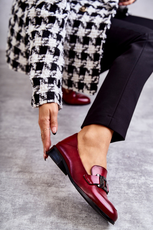 Модні шкіряні лофери бордового кольору Trine