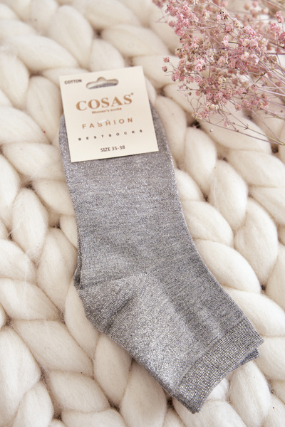 Жіночі бавовняні шкарпетки з блискучою ниткою Cosas Grey