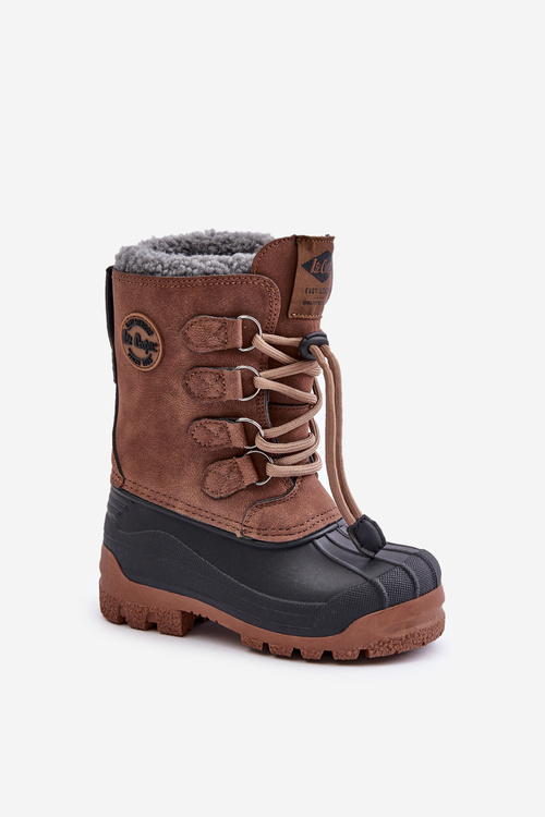 Високі теплі дитячі зимові черевики на шнурку коричневі Lee Cooper LCJ-24-44-2842K