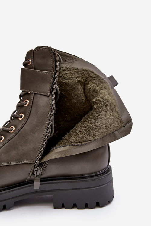 Жіночі робочі черевики на блискавці з темно-зеленим декором Ciossava