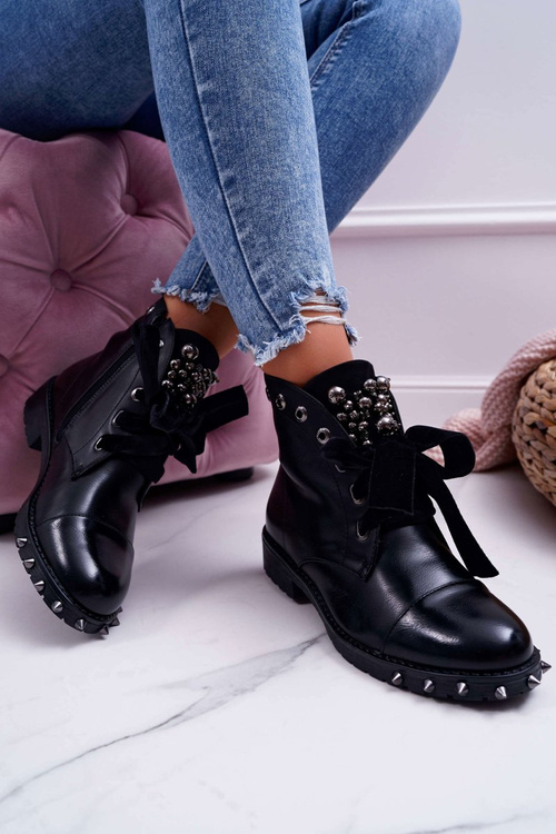 Жіночі теплі чоботи Гретана з шипами стрічки