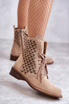 Чоботи замшеві на шнурівці Ніколь 2751 Бежеві