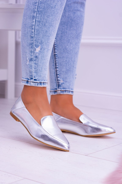 Жіночі сріблясті дзеркальні мокасини Lu Boo Mireldo