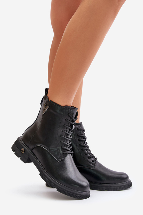 Чоботи робочі жіночі утеплені з натуральної шкіри Vinceza 7920 Чорні