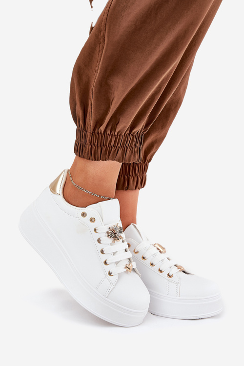 Кросівки Жіночі На Платформі З Прищіпками Білі Ilanina