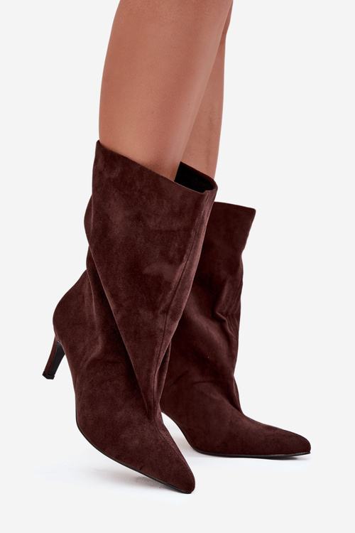 Взуття жіночі сліп-он на підборах шоколадні Solvienne