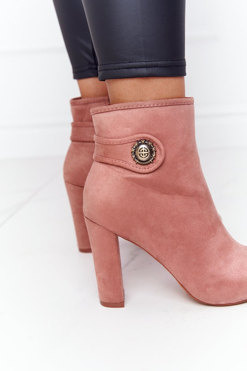 Класичні чоботи на блочному каблуці Lu Boo Рожеві