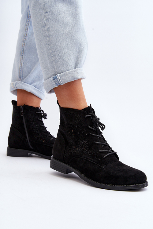 Чоботи жіночі з візерунком чорні S.Barski HY66-136