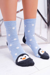 Шкарпетки жіночі сині з пінгвіном