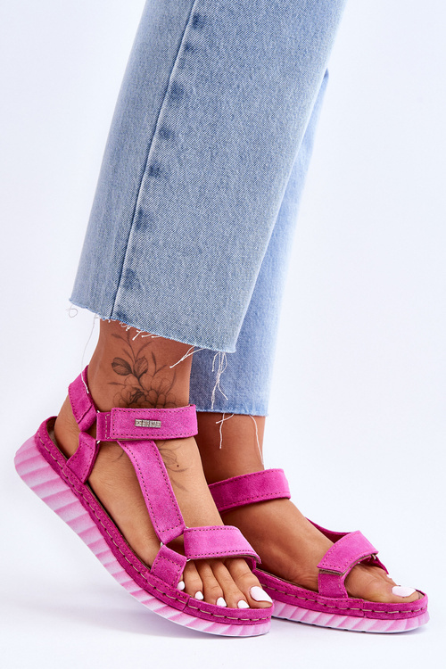 Замшеві босоніжки Big Star на липучці LL276012 Рожеві