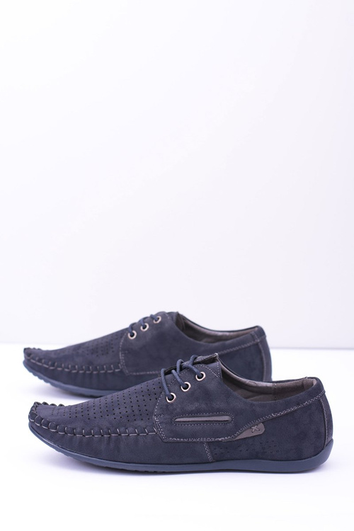 Темно-сині трикотажні чоловічі мокасини Emire