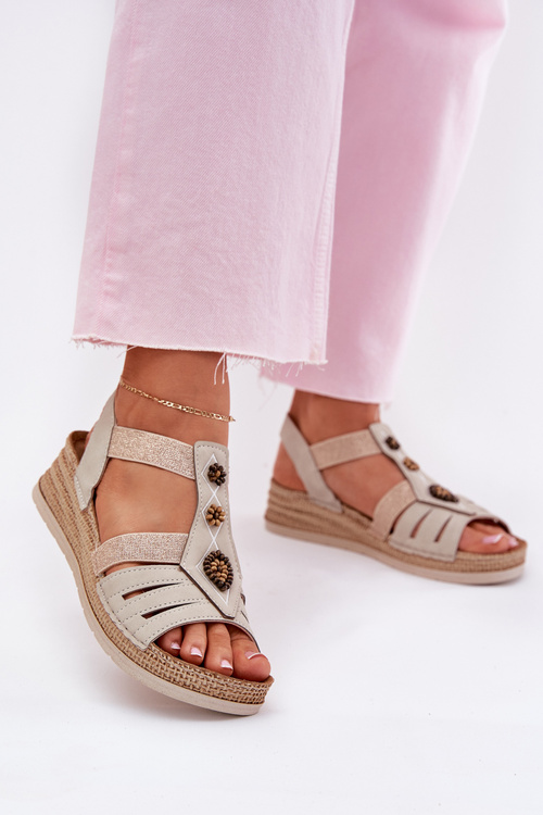 Жіночі Сандалі На Підборах З Декораціями Світло Бежеві Inblu RV000015