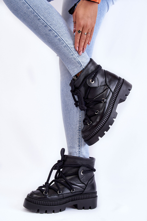 Жіночі модні зимові черевики чорного кольору Kallen