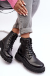 Шкіряні черевики на шнурівці Чорні Big Star MM274375