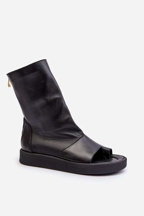 Zazoo 3441 Жіночі шкіряні босоніжки з чорним верхом