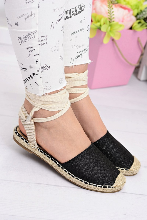 Жіночі лляні балерини, багатоярусні чорні еспадрільї Море