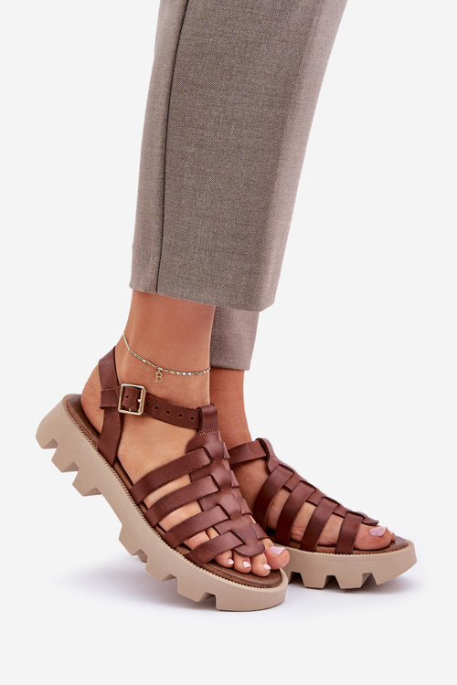 Шкіряні Жіночі Сандалі Zazoo 3695 Коричневі