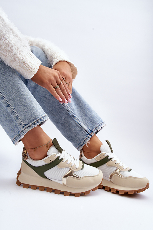 Жіночі бежево-зелені спортивні кросівки Ralita