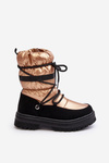 Дитячі водонепроникні снігові черевики на підкладці з вовни золотого кольору