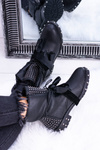Жіночі утеплені черевики з шипами і стразами Neso