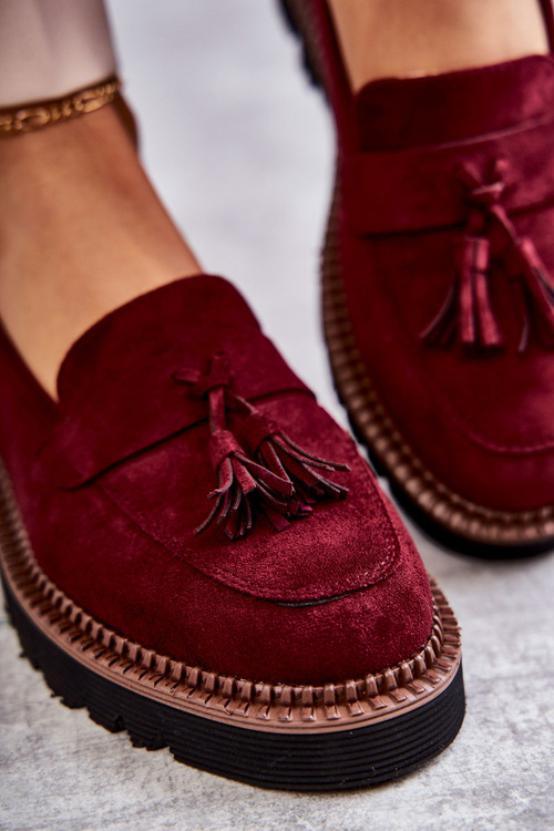 Жіночі замшеві туфлі на платформі бордові Unni