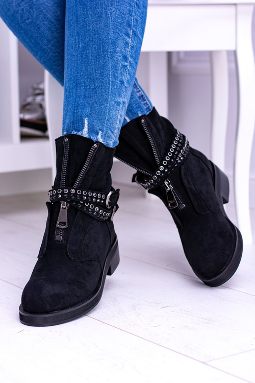 Чорні жіночі чоботи Lu Boo Rafell на блискавці з блискітками