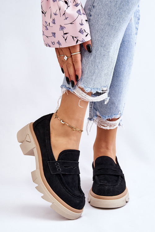 Жіночі лофери на підборах чорні Fletcher