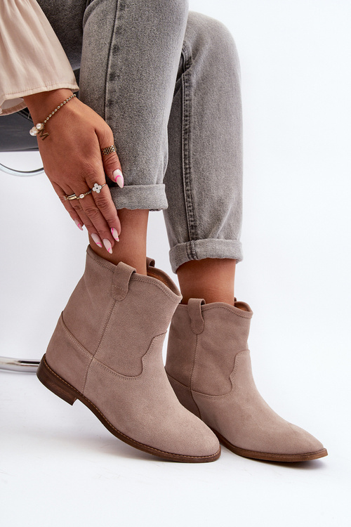Замшеві чоботи без рукавів Zazoo 2326 бежеві