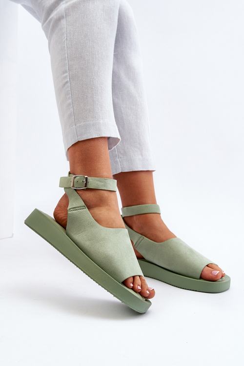 Комфортні жіночі босоніжки на платформі зеленого рубіну