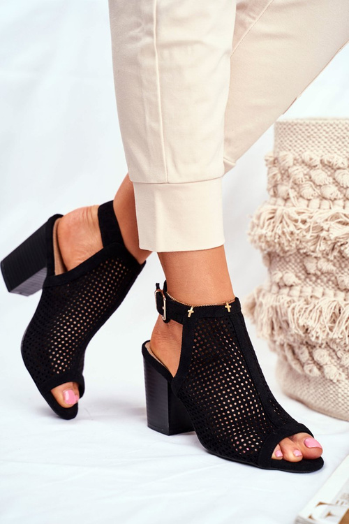 Жіночі чоботи з відкритим носком, замшеві, весна, чорний рай