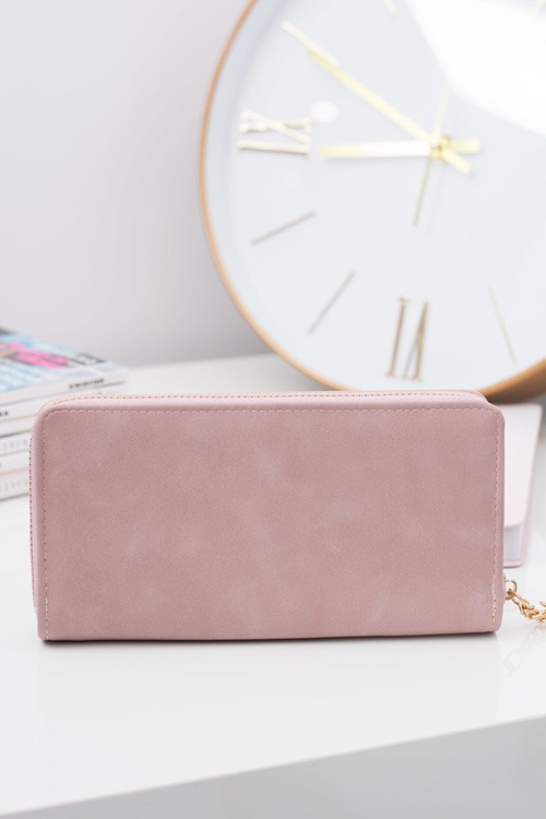 Жіночий великий гаманець з пудрово-рожевим брелоком