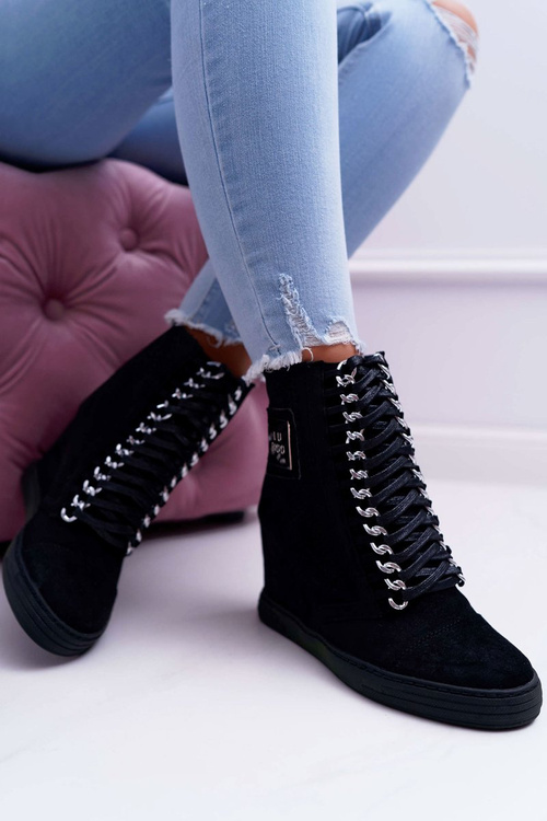 Жіночі ажурні замшеві кросівки Lu Boo Black Clamma