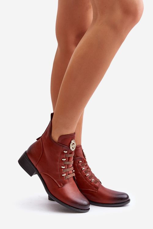 Низькі утеплені ботильйони на блискавці та декорі Коричневий Nevalia