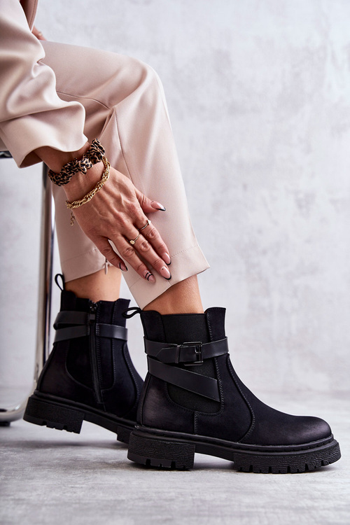 Жіночі утеплені черевики Jodhpur з поясом Чорні Jose