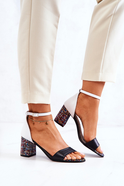 Чорно-білі шкіряні босоніжки Lorene