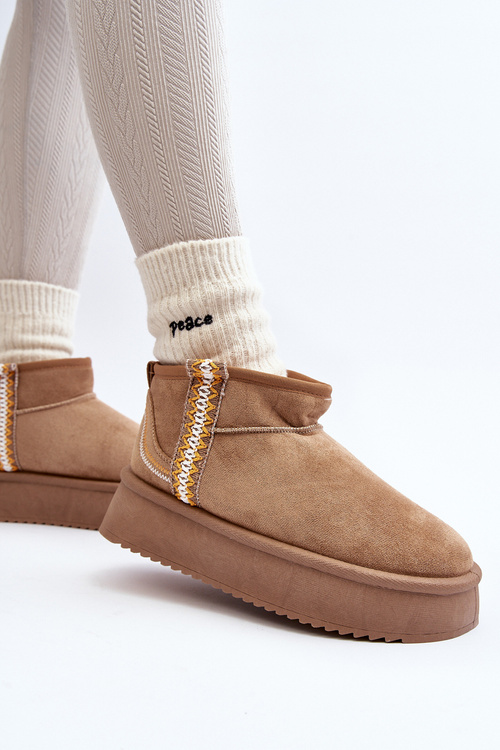 Снігові черевики на платформі зі світло-коричневим візерунком Udra