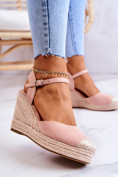 Жіночі еспадрільї на плетеній платформі рожеві Canillo