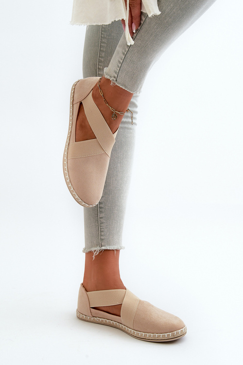 Жіночі еспадрільї на еластичних лямках зі штучної замші бежеві Федрана