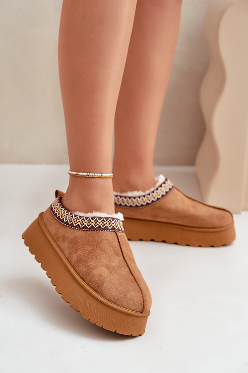 Снігові тапочки на платформі з вишивкою Camel Tamilda