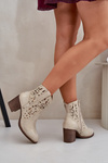 Перфоровані Чоботи На Блоковому Каблуці Золоті Nurissa
